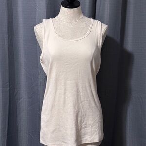 Duluth Trading Co Cream Ribbed Tank Top